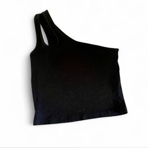 Ambiance Black Asymmetrical Sleeveless Tank Top